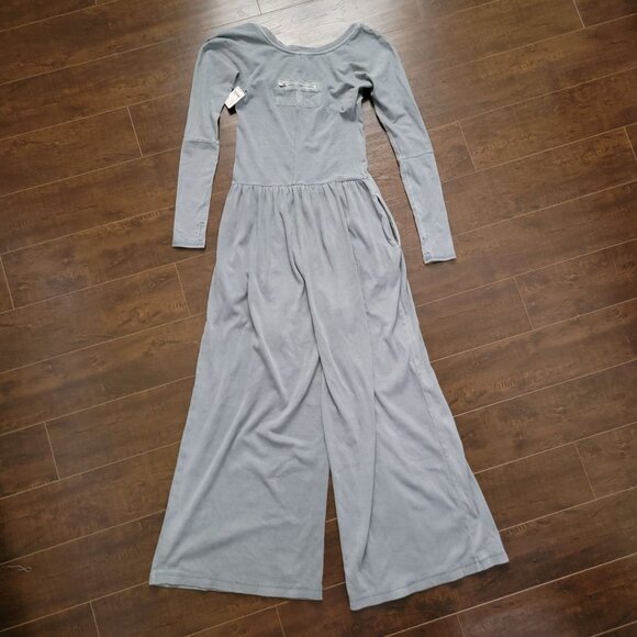 Free People Hot Shot Wide Leg Jumpsuit Womens M Grey Casual Relaxed Athleisure - Picture 3 of 10